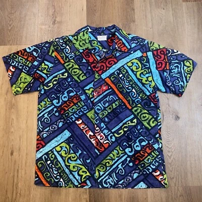 Vintage Guy Romo Shirt Mens Loop Collar Barkcloth Cotton Hawaiian Vtg 60s Medium - Image 1 of 4