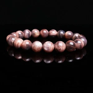 10.3mm Natural Black Moonstone Sunstone Crystal Beads Bracelet C0981 - Picture 1 of 8