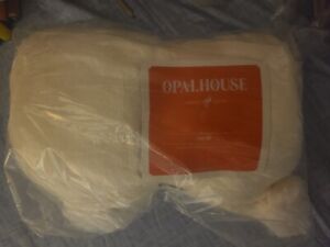 Opalhouse Plush Throw Blanket with Faux Fur Pom Pom Accents Cream