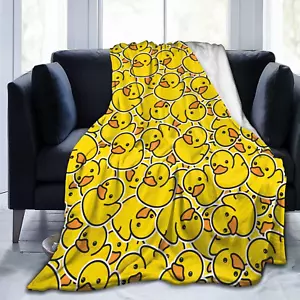 Cute Rubber Duck Throw Blanket Ultra Soft Warm All Season Yellow Cartoon Ducks D - Picture 1 of 13