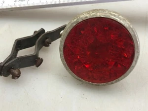 Oldtimer 6V Fahrradrückstrahler Glas Katzenauge mit Halterung um 1930 - Bild 1 von 7