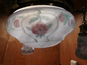 Antique ~ Cast Brass Embossed Ceiling Fixture Center Dome plus 3 drops #4073 - Picture 1 of 24