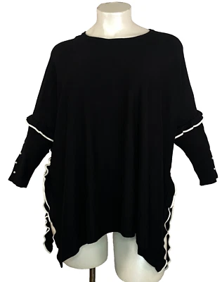 NUEVO CON ETIQUETAS JOSEPH A. Blusa Camisa Oversize Negra, 3X Talla Grande Rayón Túnica Manga Larga Foto 1 de 4