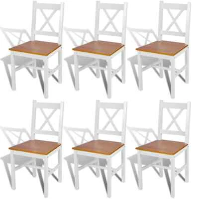 NNEVL Dining Chairs 6 pcs White Pinewood - Image 1 of 4