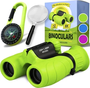 Kids Binoculars with Magnifying Glass & Compass Toy for Boys Girls Age 3-12 Year - Picture 1 of 20