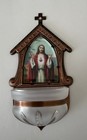 Holy Water Font- Sacred Heart of Jesus-antique copper frame