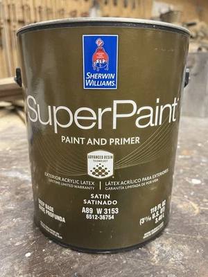 1 galón Sherwin Williams SuperPaint exterior satinado/gris tono medio Foto 1 de 2