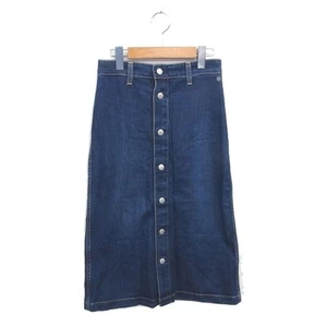 AG × ALEXA CHUNG Collaboration Denim Tight Skirt Long Front Opening 26 Navy Used - Picture 1 of 6