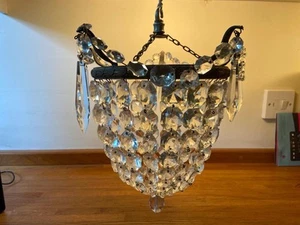 Vintage Cut Glass Crystal Chandelier - Picture 1 of 1