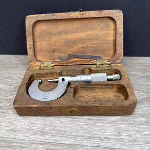 NSK Outside Micrometer 0-1" w/ Wood Case Japan  - Picture 1 of 6