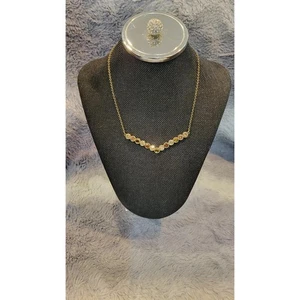 Touchstone Crystal By Swarovski To A Point Necklace Antique Gold NIB $90 MSRP - Picture 1 of 2