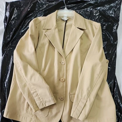 Talbots Lino Chaqueta Abotonada con Bolsillos ~ Talla 18W ~ Amarillo Foto 1 de 2