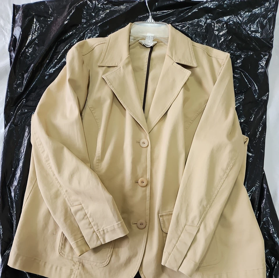 Talbots Lino Chaqueta Abotonada con Bolsillos ~ Talla 18W ~ Amarillo Foto 1 de 2