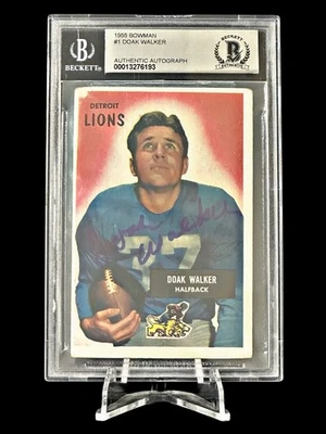 1955 Bowman Doak Walker Signed Football Card BGS Authentic Lions HOF - Image 1 of 2