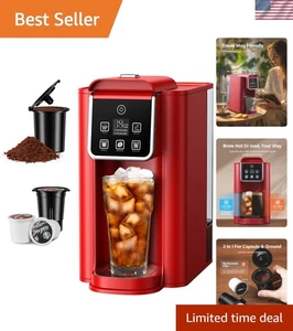 Stainless Steel Hot & Iced Coffee Maker - Fast Brewing with Travel Mug Feature - Picture 1 of 9