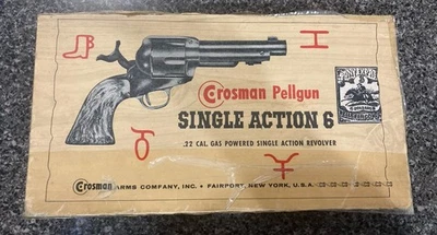 Crosman Pellgun Single Action 6 .22 Cal Gas Powered Revolver BOX, Paperwork ONLY - Image 1 of 4