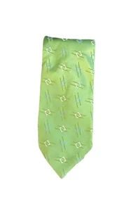 Men’s Tie Handmade 100% Silk Alfred Dunhill London Green Tie - Picture 1 of 3