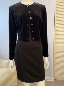 NWT Coldwater Creek Women's Black Velvet Bolero Jacket Rhinestone buttons Sz 6 - Picture 1 of 14