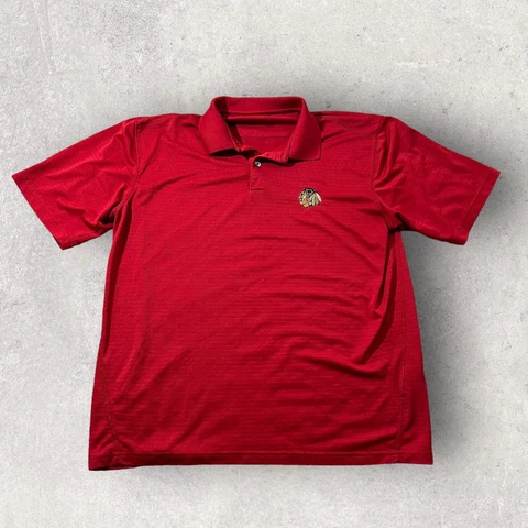 Chicago Blackhawks Shirt Mens Large Red Antigua Golf Casual Performance Sports Cover
