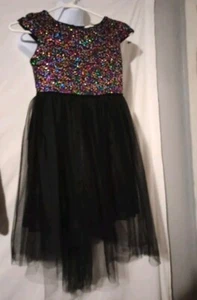 Girl's Black Sequinned Cat & Jack Dress Size M (7/8) - Picture 1 of 8
