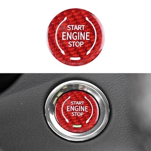 Red Carbon Fiber Style Push to Start Button Cover For Chevrolet Corvette C8 - Foto 1 di 5