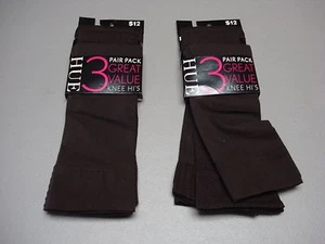 NWT Women's Hue Cable-Rib-Opaque Knee Hi's 6 Pair One Size Espresso #388G - Picture 1 of 2
