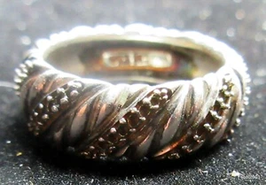 Vintage Size 7 David Yurman Sterling Silver Minus Diamonds Eternity Band Ring - Picture 1 of 4