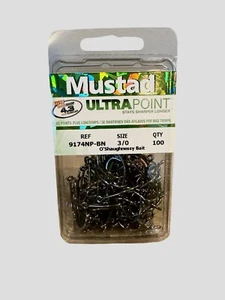 Mustad UltraPoint 100 Pack 9174NP-BN 3/0 -O'Shaughnessy Bait Hook - Picture 1 of 2