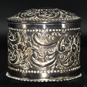 Antike alte britisch indische Art Deco Silber Schatulle mit extrem schönem Muster - Bild 1 von 10