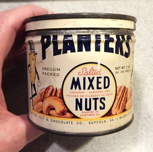 Planters Mixed Nuts 7 Ounce Tin Can - Circa 1955 - Picture 1 of 6