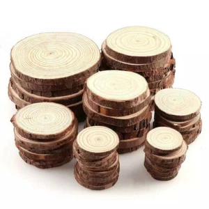 Natural Pine Wood Rounds - Unfinished Wood Slices with Bark - Log Discs - Picture 1 of 6