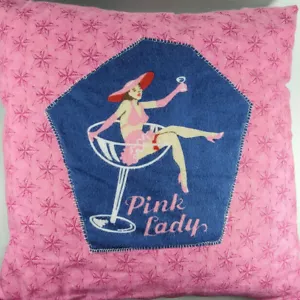 Pink Lady Decorative Pillow by Lucky Kat Krafts 13 1/2 X 13 1/2 Inches Cotton - Picture 1 of 3
