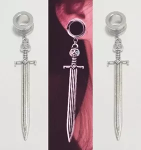 Very Long Sword with SCREW ON CHARM TUNNELS For STRETCHED EARS. 2g TO 1". - Picture 1 of 15