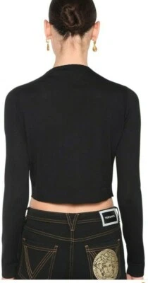 NUEVO, Cárdigan corto de lana Versace en negro - talla 44 EE. UU. L #S21 Foto 1 de 4