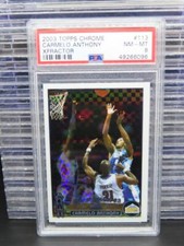 2003-04 Topps Chrome Carmelo Anthony Xfractor Refractor Rookie RC #101/220 PSA 8