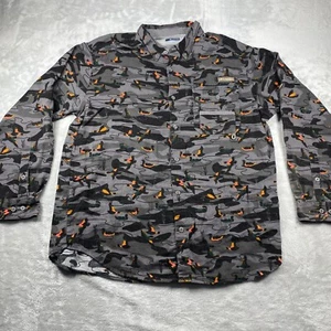 Camicia da caccia Columbia uomo XL PHG ventilata con bottoni grigia stampa all over anatra - Foto 1 di 9