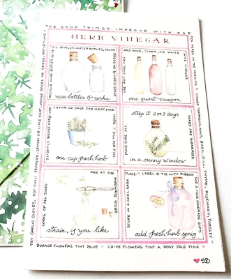 Tarjeta de felicitación vintage en blanco Susan Branch hierba vinagre Foto 1 de 2