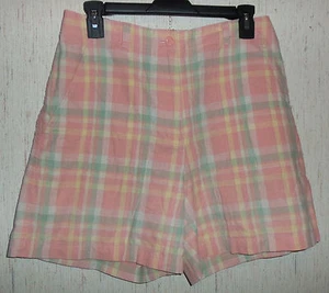 EXCELLENT WOMENS JONES NEW YORK SPORT PASTEL PLAID LINEN BLEND SHORTS   SIZE 8 - Picture 1 of 3