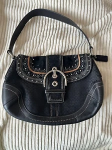 Coach Black Vintage Renaissance Hobo Purse w/ Rivets Grommet Buckle - Picture 1 of 7