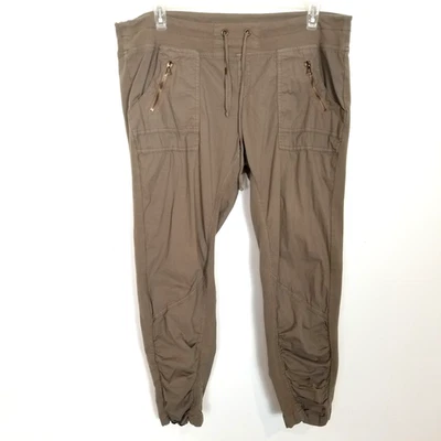 XCVI Malanda Cargo Jogger Pants Sz 1X Taupe Drawstring Cotton Boho Pockets - Image 1 of 4