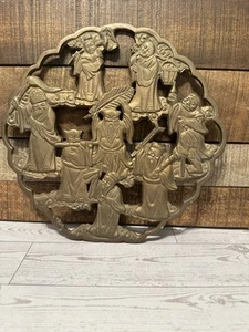 Vintage Tao Eight Immortal Gods Brass Wall Hanging Decor Chinese Patina Hanson’s - Picture 1 of 7