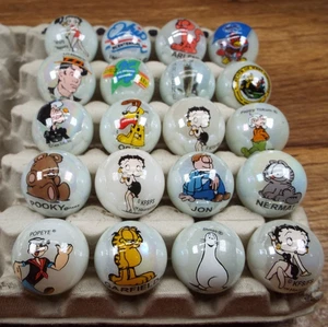 20-VTG 1" BETTY BOOP, POPEYE, GARFIELD GLAS Murmeln - Bild 1 von 3