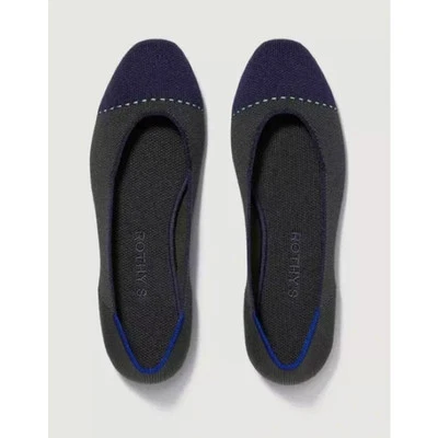 Rothy's The Square Highland Cap Toe Knit Ballet Flats Gray Navy 10 - Image 1 of 4