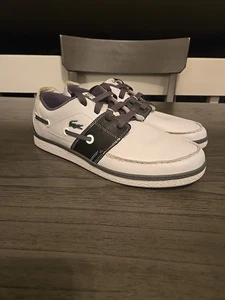 Zapatillas informales Lacoste Splitstep de cuero blancas negras de moda talla 12 - Imagen 1 de 5