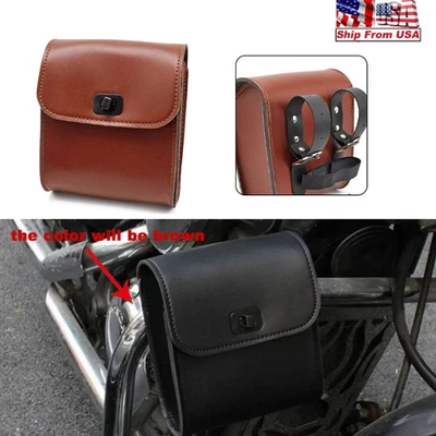 Bolsa de herramientas frontal de cuero PU universal para motocicleta 1 pieza bolsa de sillín de equipaje marrón Foto 1 de 4