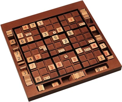WE Games Wooden Sudoku Board with Storage Slots in Walnut Stain - 11.5 in. - Image 1 of 4