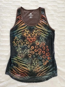 Disney Parks Animal Kingdom Sequin Tank Size Womens XL Sleeveless Brown - Picture 1 of 7