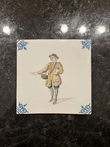 Einzigartige polychrome FLIESE MAKKUM Tichelaar Delft Holland Mann mit Brille - Bild 1 von 2