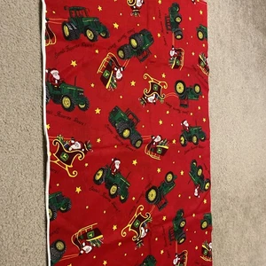 2 Yards Red Santa’s Favorite John Deere Cotton Fabric Tractor - Picture 1 of 4