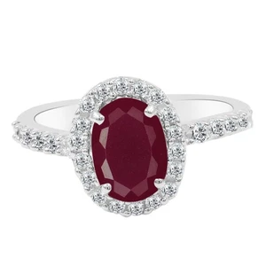 3.10Ct Oval Shape Natural Burmese Red Ruby Women's Ring In 925 Sterling Silver - Picture 1 of 4